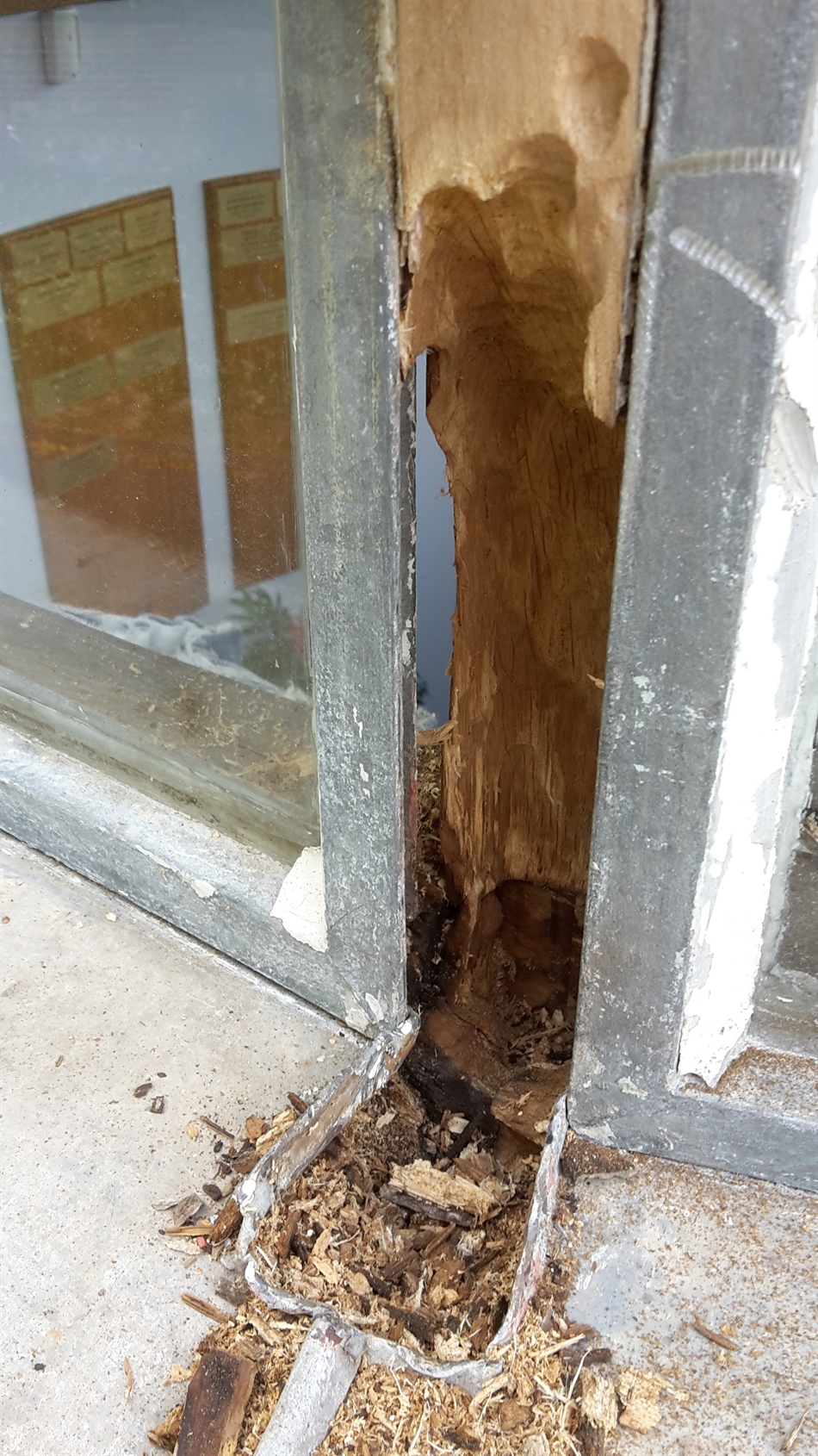 This had gone right through. filled and trimmed off inside when set.