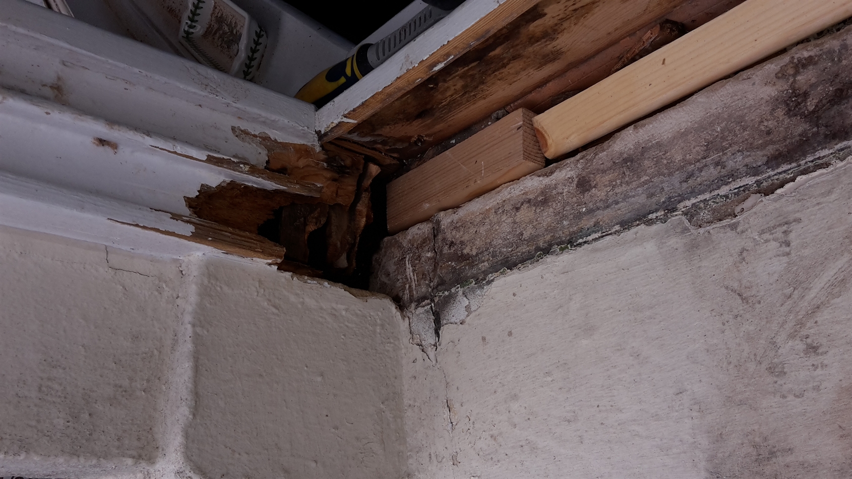 Blocks cut to fill cavity top ready for sill