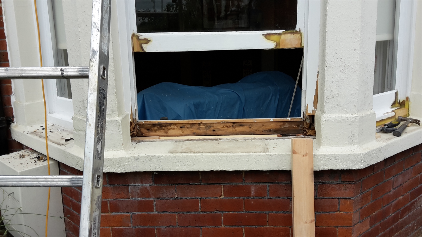 Repairs under way with new sill ready to go in.