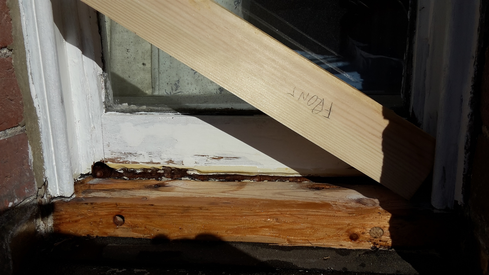 Front of sill ready for new front in picture. Dry fix applied.