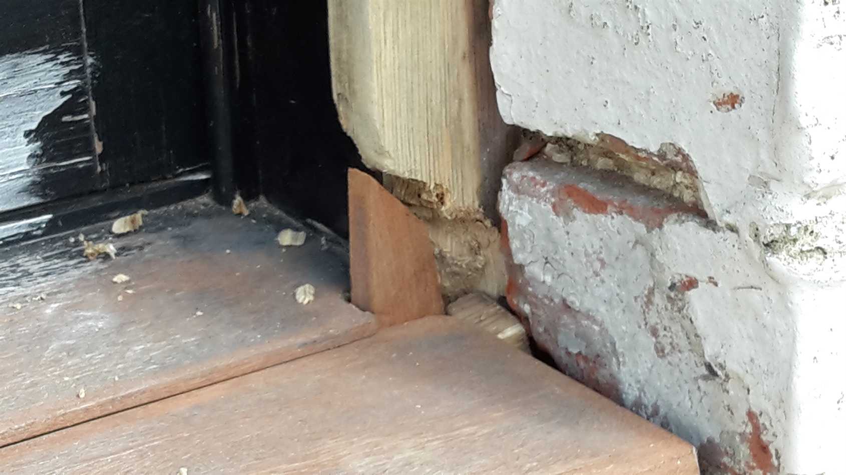 Sill sanded and sash box repair.