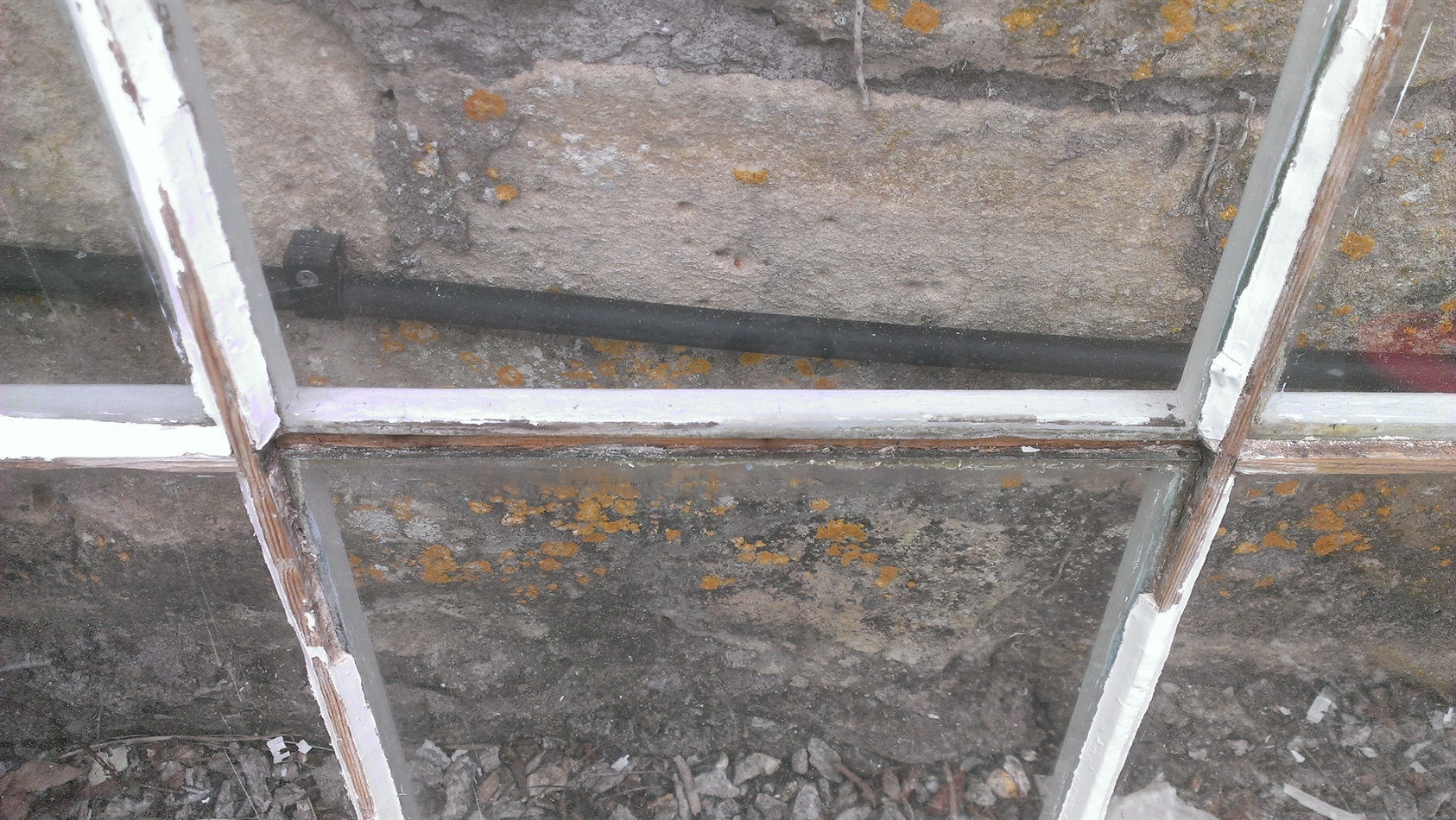 Rotten glazing bar removed ready for repair